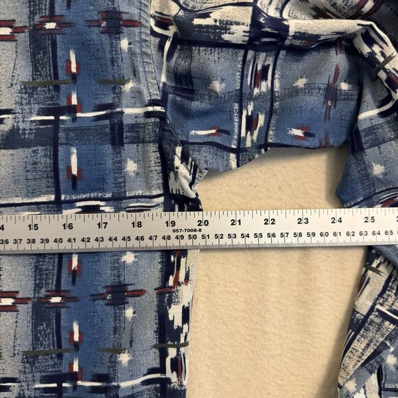Wrangler Aztec Western Shirt Vintage Cowboy Tribal Men's Medium Pearl Snap - Picture 7 of 8